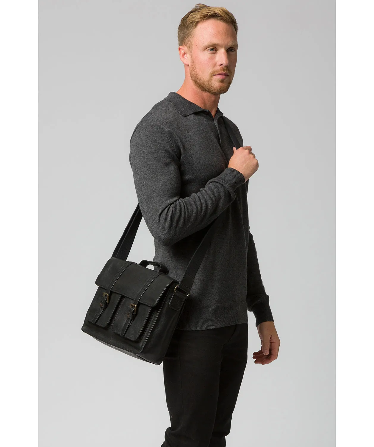 'Garsdale' Black Leather Briefcase