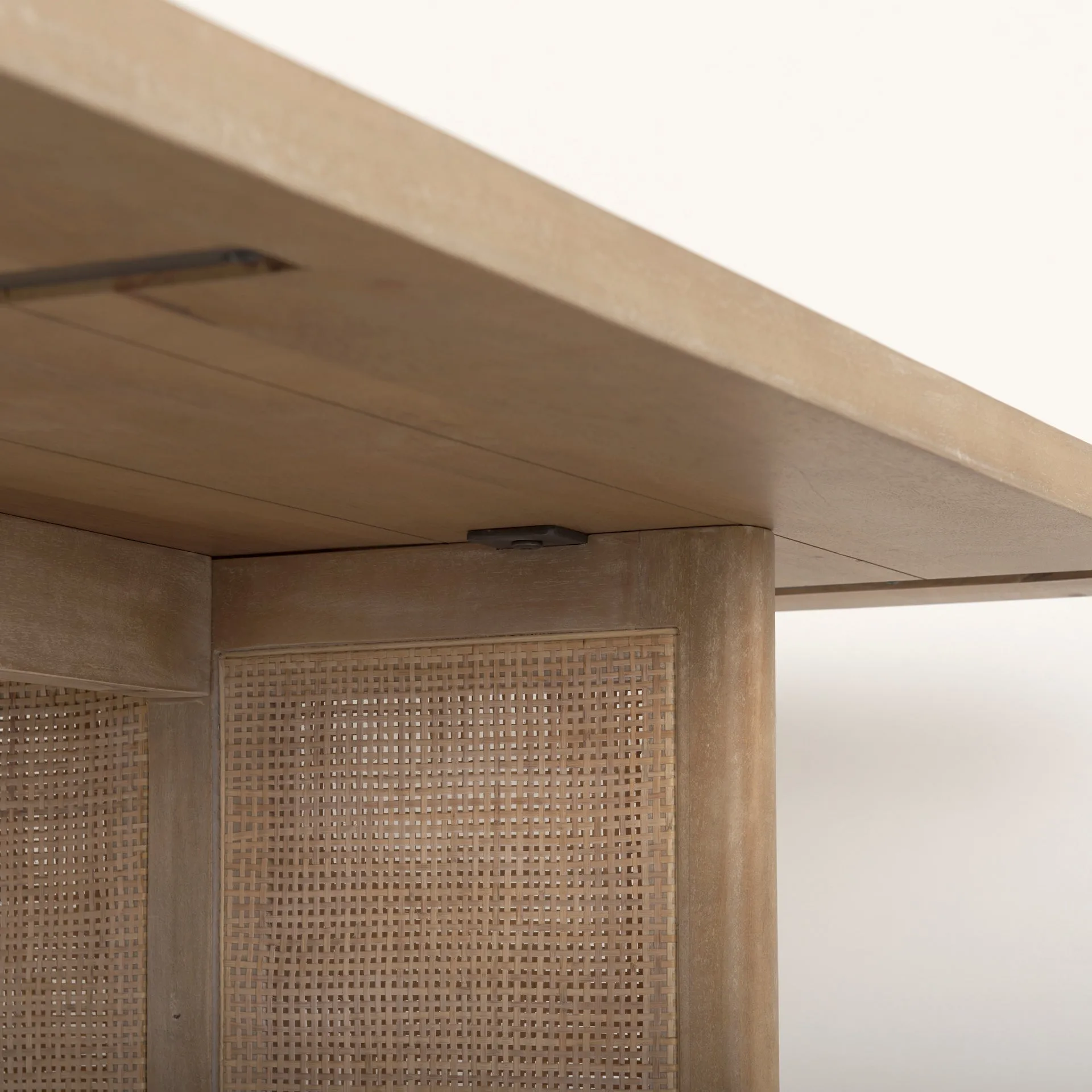 Georgia Dining Table in Light Wash with Cane