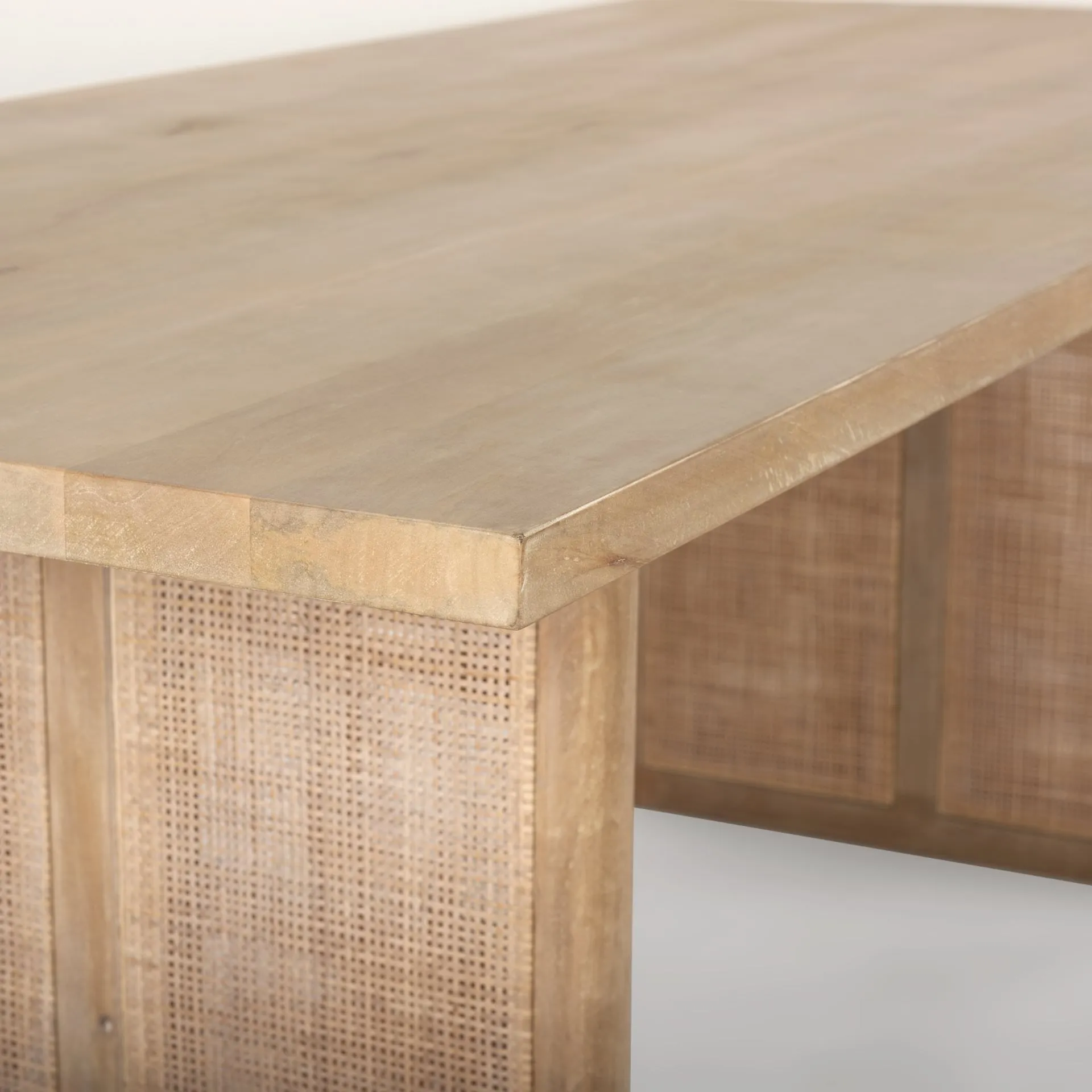 Georgia Dining Table in Light Wash with Cane