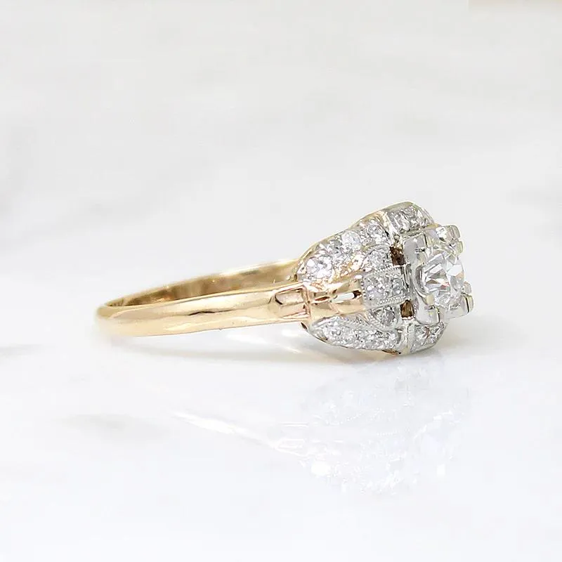 Glamorous 1930s Two-Tone Diamond Engagement Ring