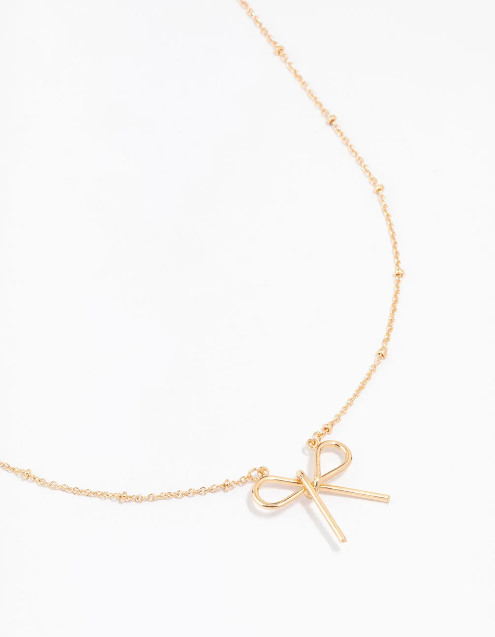 Gold Ball Chain Bow Necklace