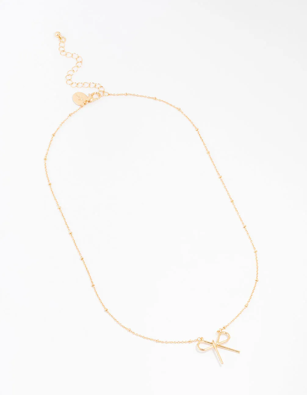 Gold Ball Chain Bow Necklace