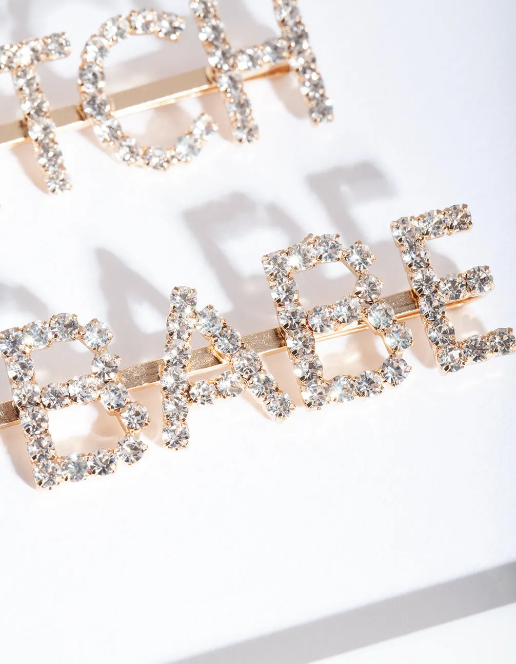 Gold Bitch Babe Diamante Hair Clip Pack