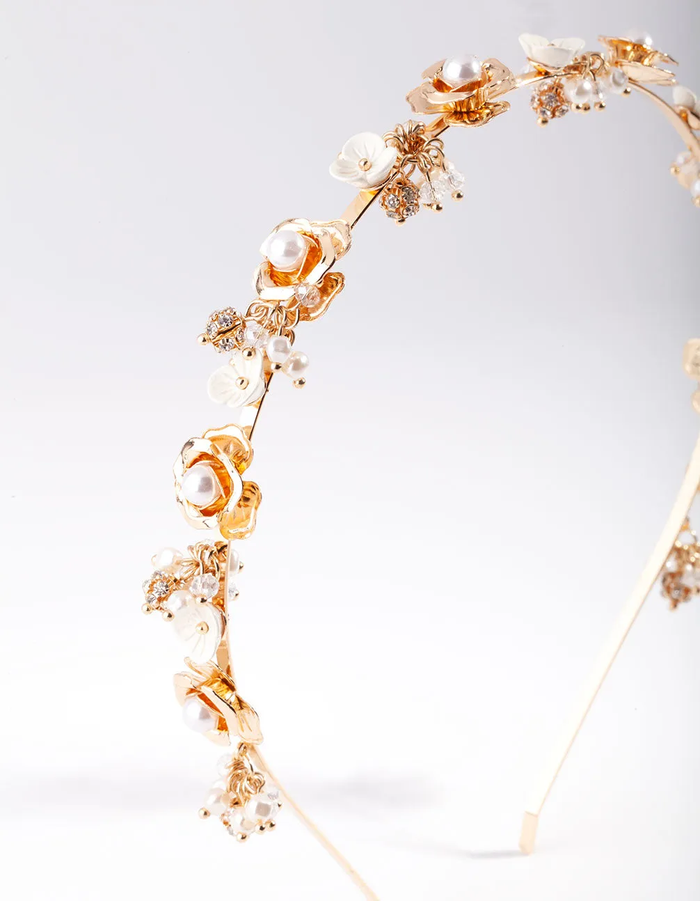 Gold Pearl & Flower Headband