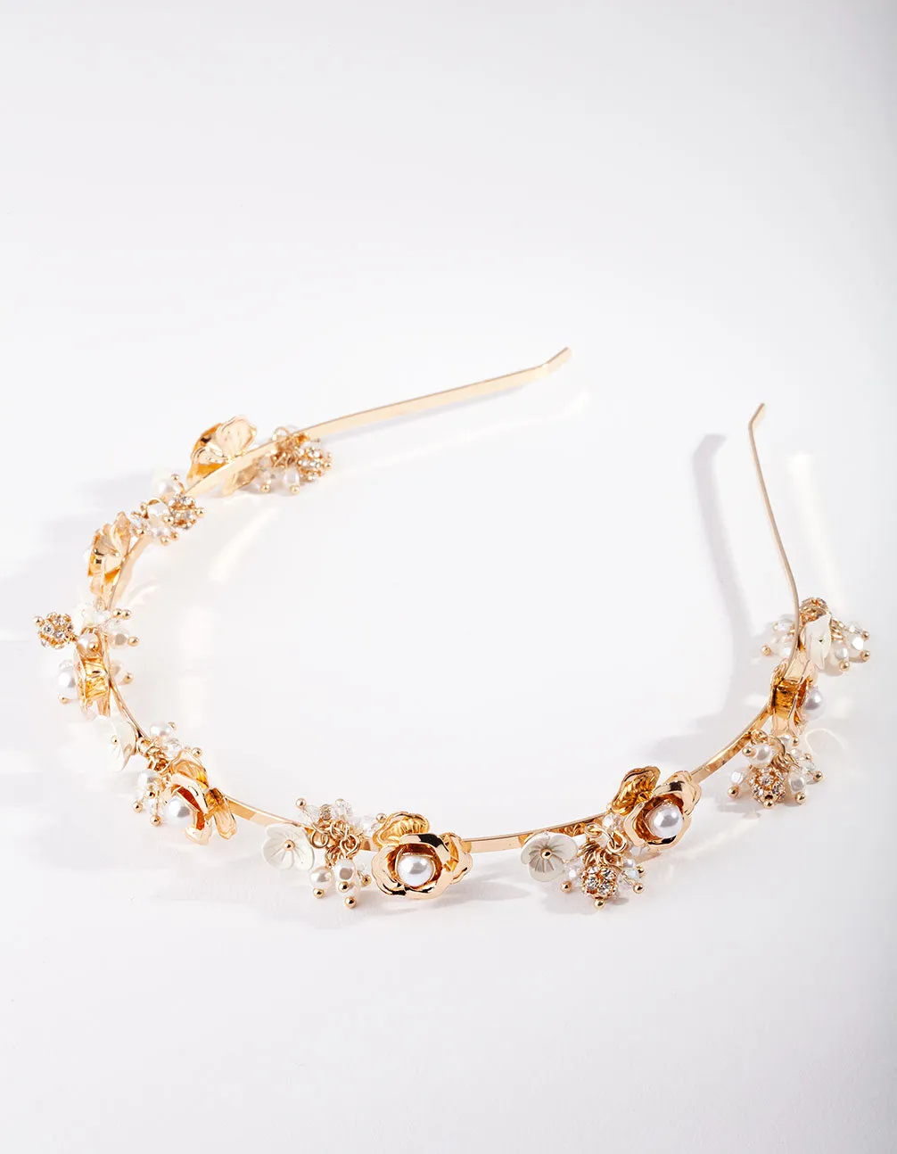 Gold Pearl & Flower Headband