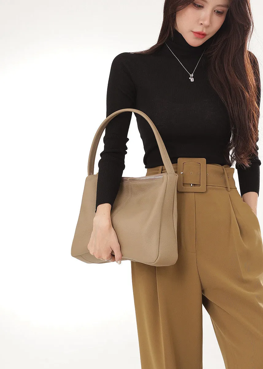 Grained Leather Single Strap Shoulder Bag