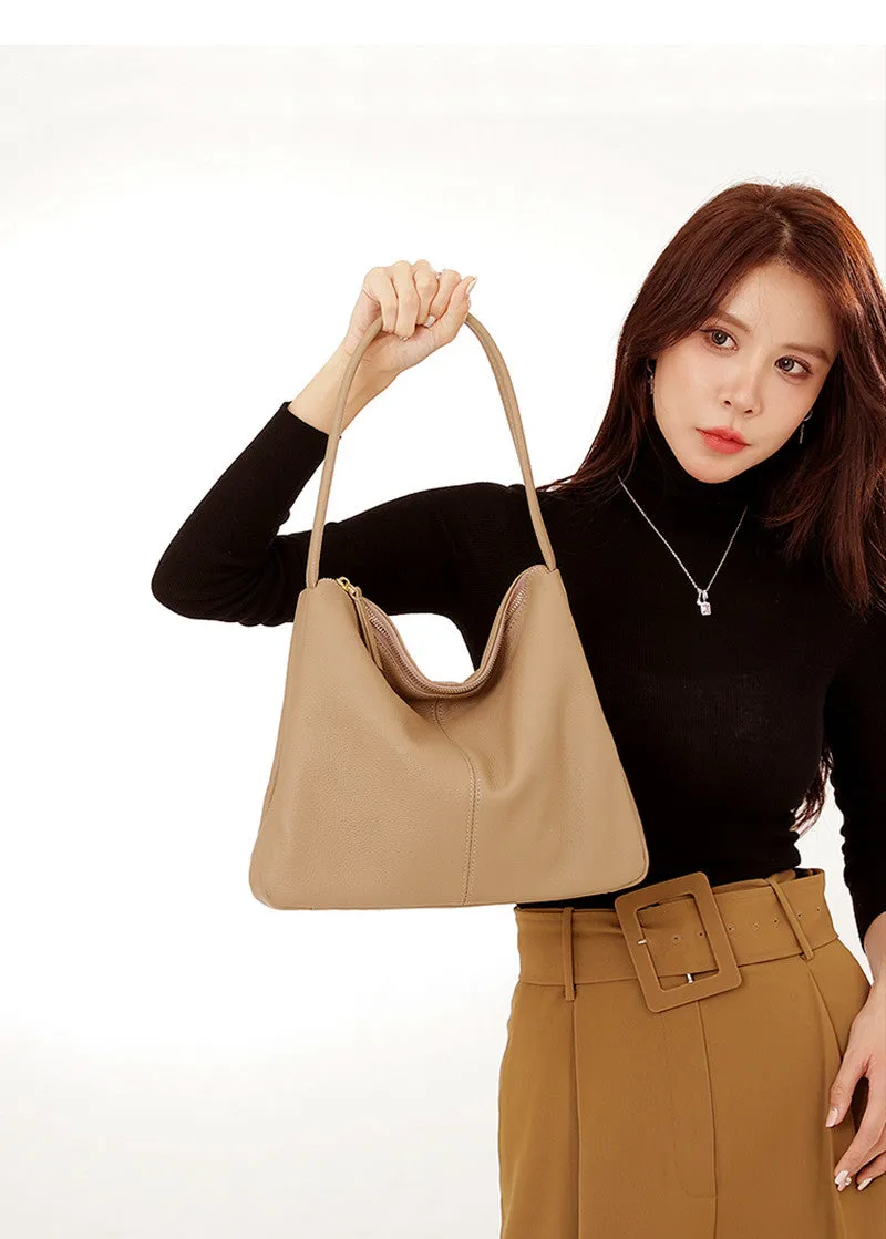 Grained Leather Single Strap Shoulder Bag