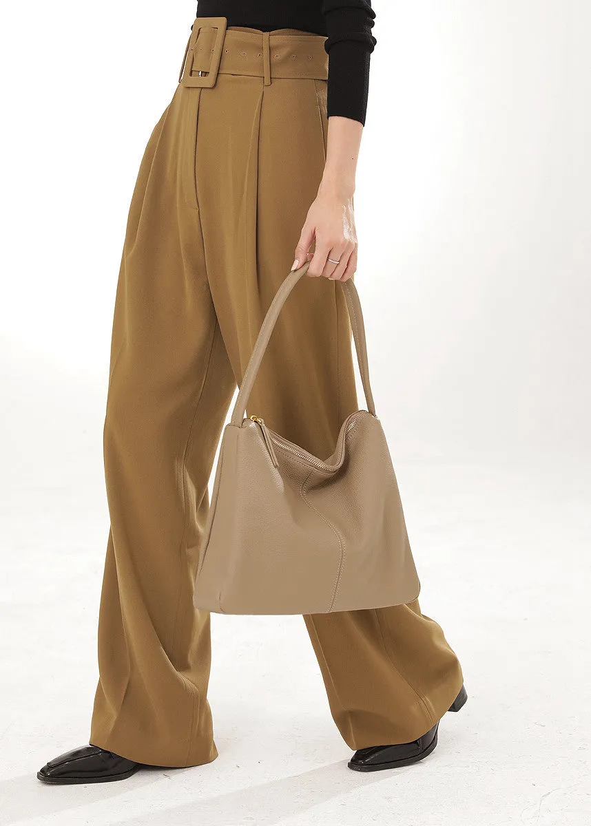 Grained Leather Single Strap Shoulder Bag