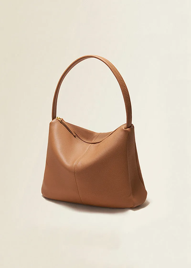Grained Leather Single Strap Shoulder Bag