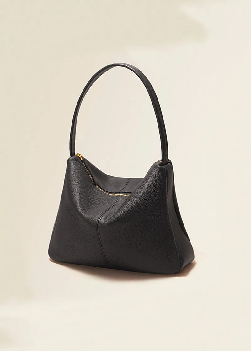 Grained Leather Single Strap Shoulder Bag