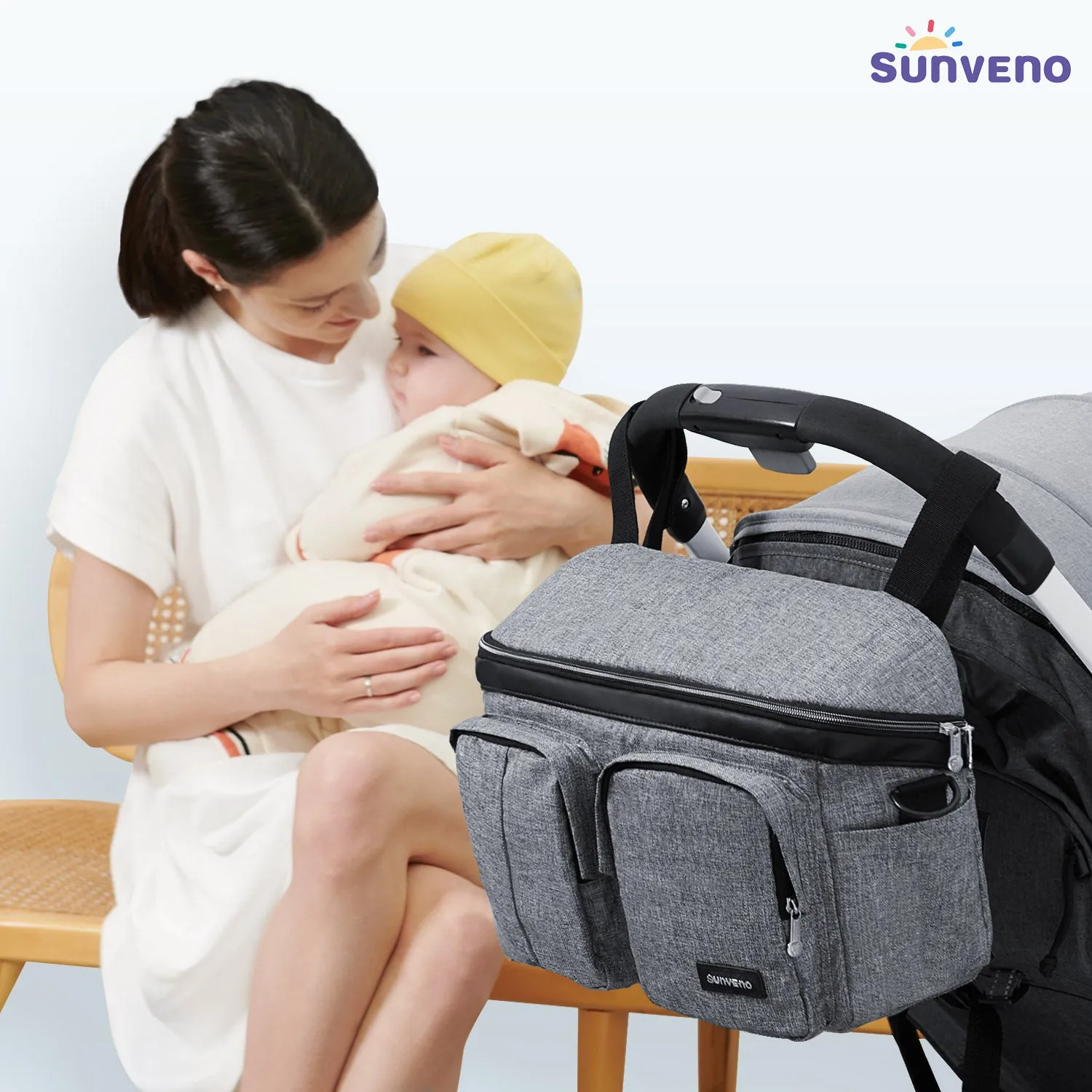 Gray Purse Stroller Organizer