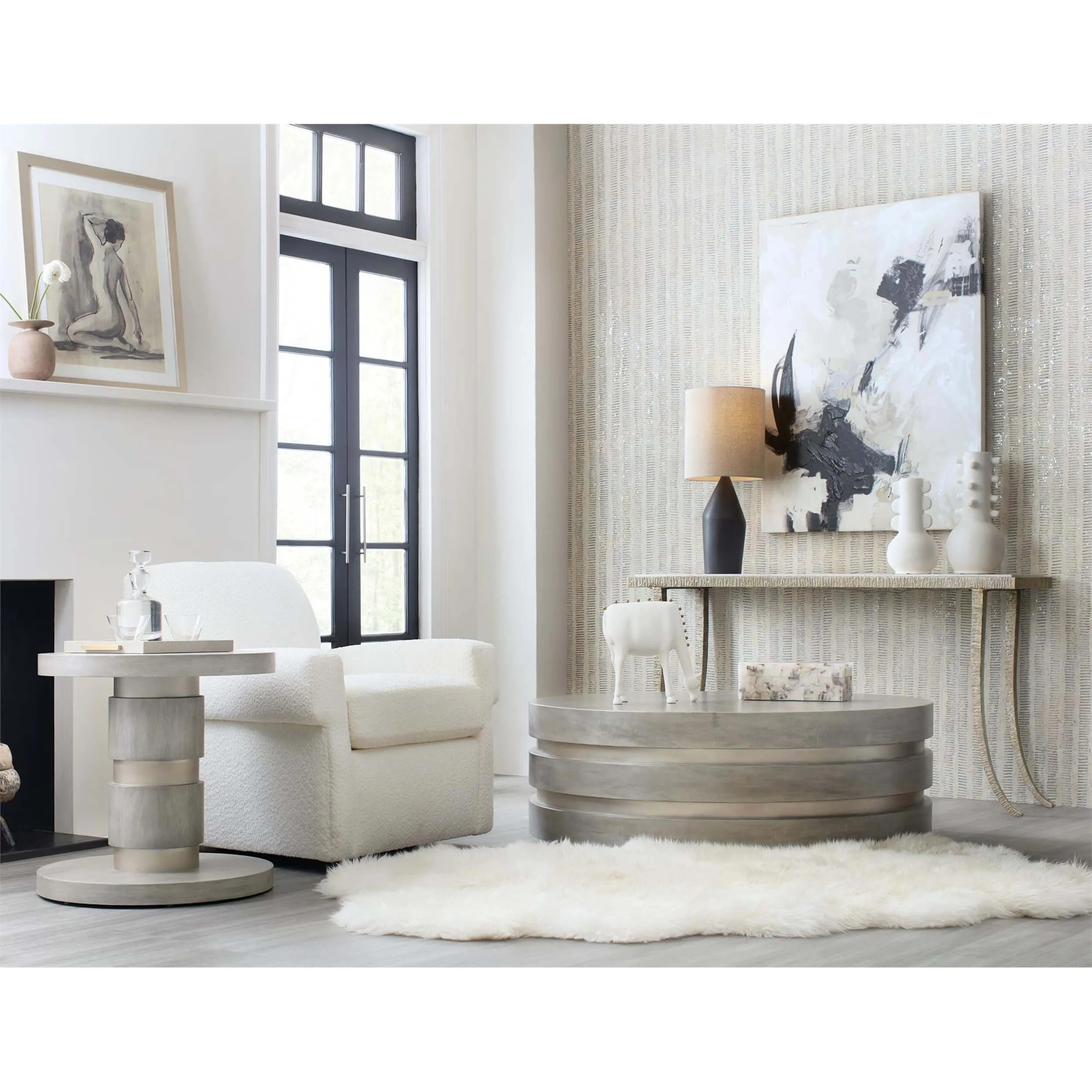 Guilded Accent Table, Gray