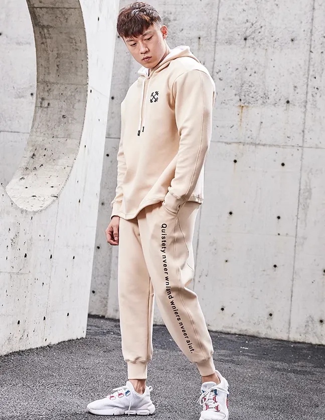 GYM BUDDY DUMBBELL PRINT HOODED SWEATSHIRT WITH SWEATPANTS