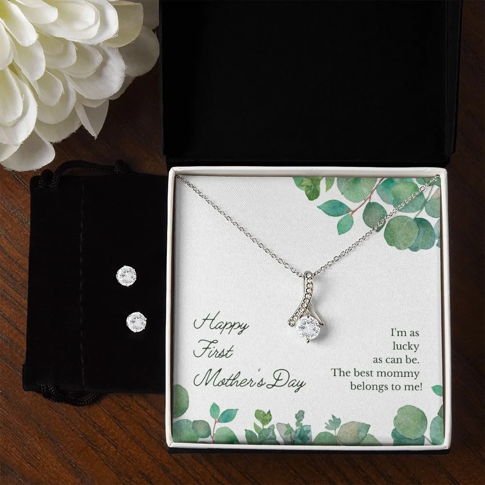 Happy First Mother's Day To My Mother -  Alluring Beauty Necklace and Cubic Zirconia Earring Set - Best Mother's Day Gift in 2023
