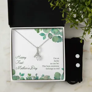 Happy First Mother's Day To My Mother -  Alluring Beauty Necklace and Cubic Zirconia Earring Set - Best Mother's Day Gift in 2023