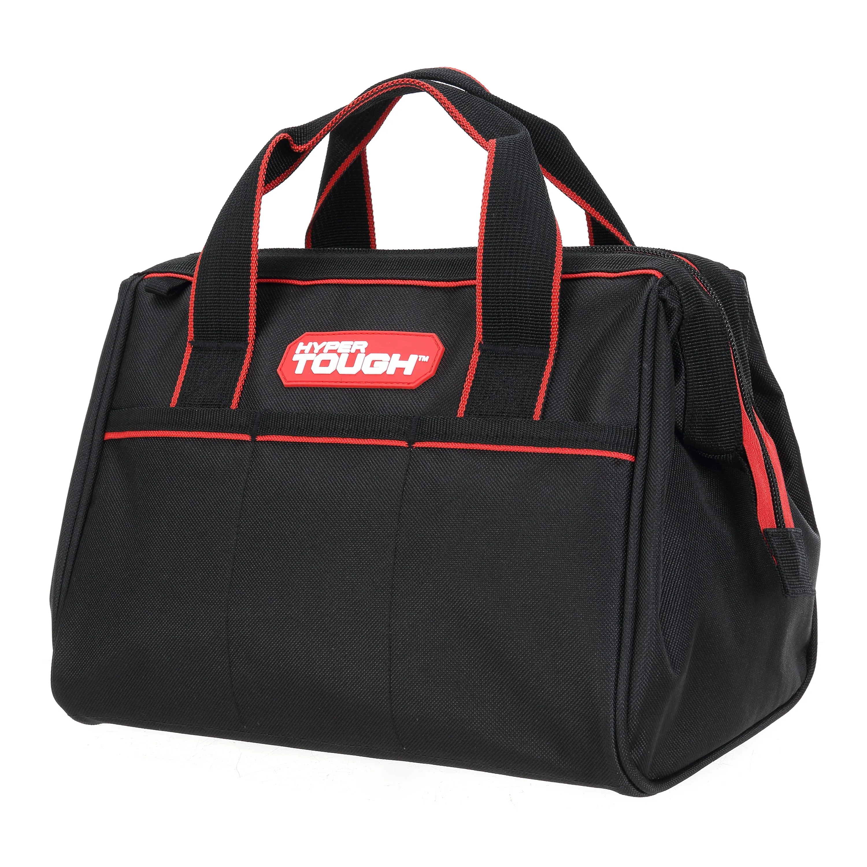 Hyper Tough 12-Inch Polyester Tool Bag, with Full-Length Zipper and Double Strap