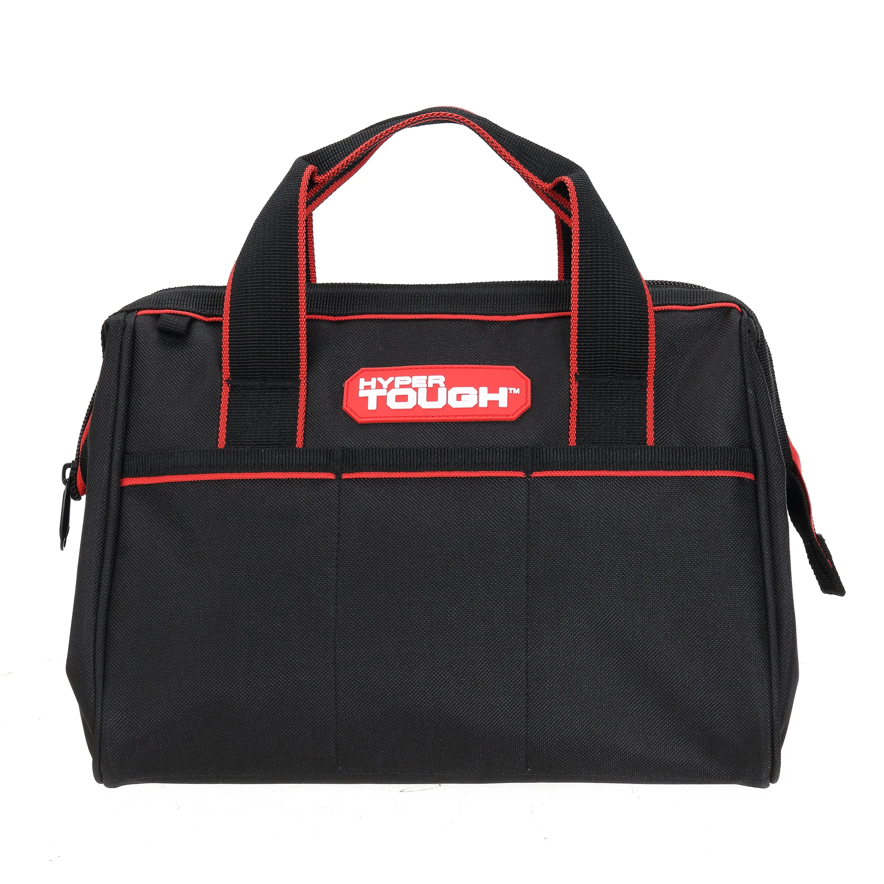 Hyper Tough 12-Inch Polyester Tool Bag, with Full-Length Zipper and Double Strap