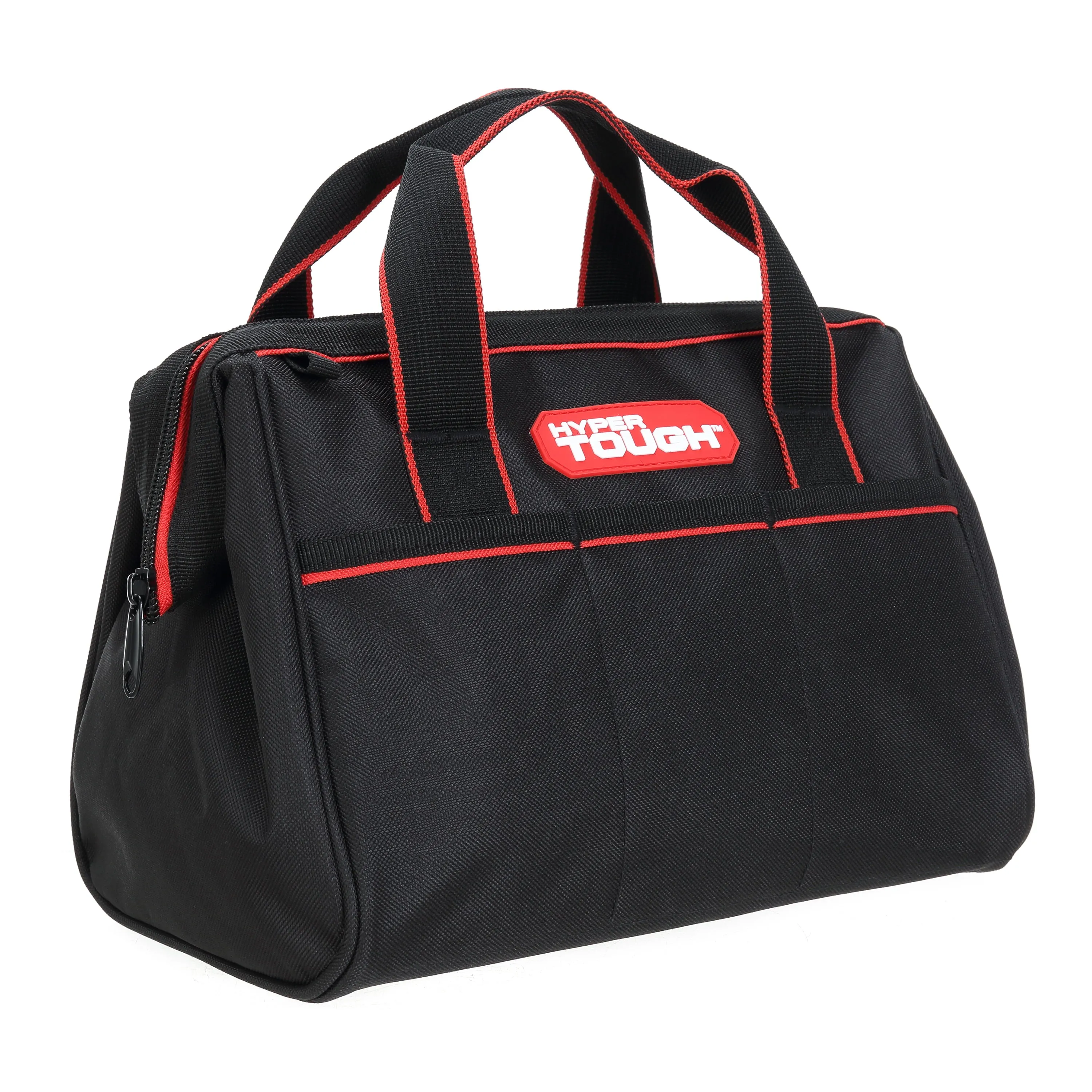 Hyper Tough 12-Inch Polyester Tool Bag, with Full-Length Zipper and Double Strap