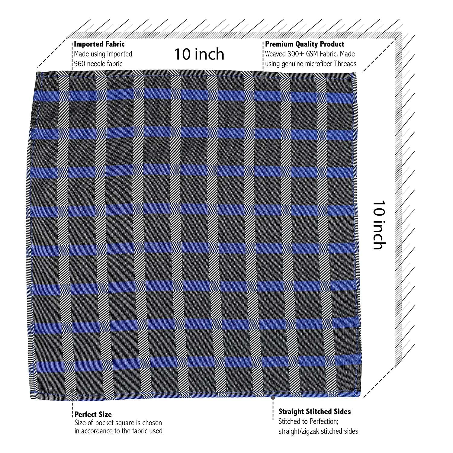Kovove Black Checkered Necktie and Pocket Square Gift Box
