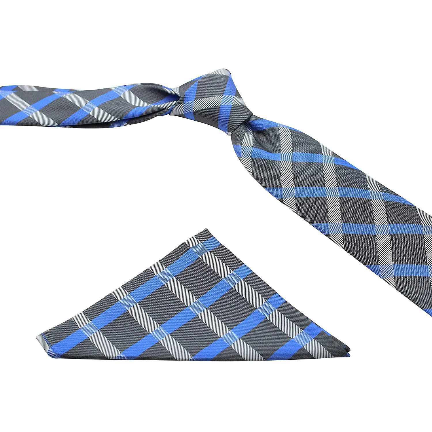 Kovove Black Checkered Necktie and Pocket Square Gift Box