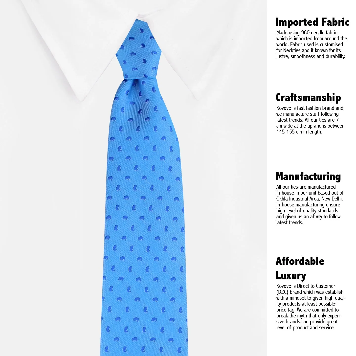 Kovove Blue Abstract Necktie and Pocket Square Gift Box