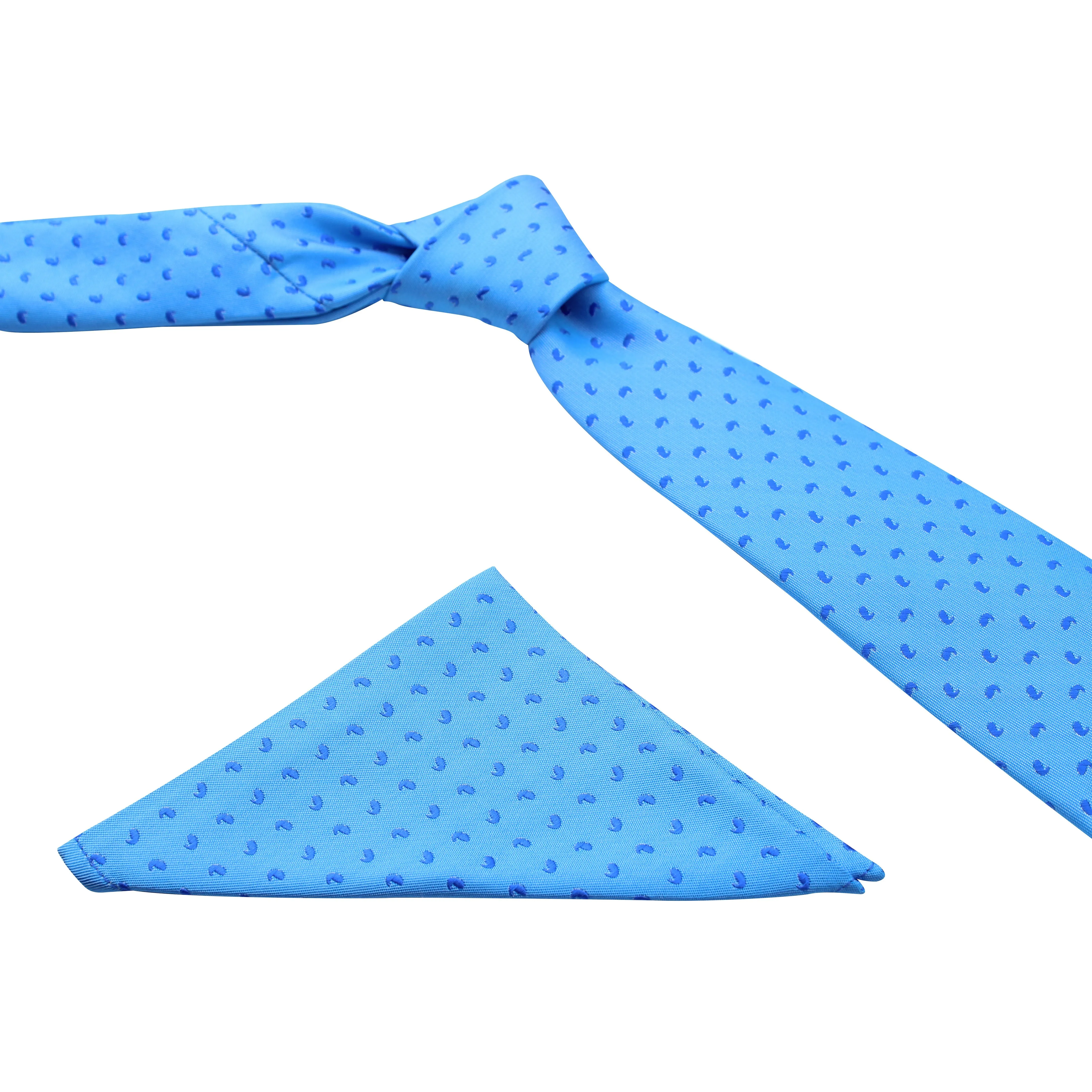 Kovove Blue Abstract Necktie and Pocket Square Gift Box
