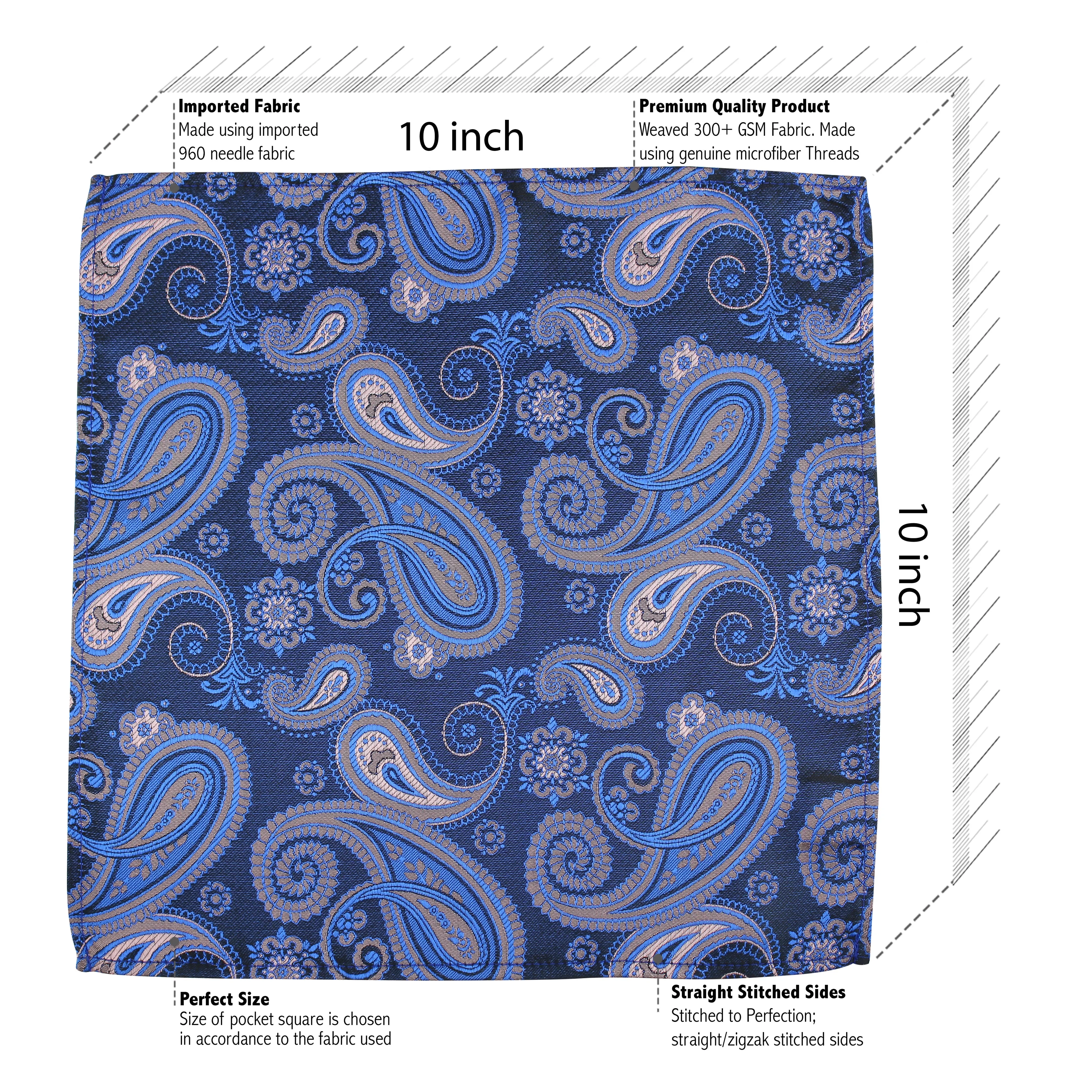 Kovove Blue Paisley Necktie and Pocket Square Gift Box