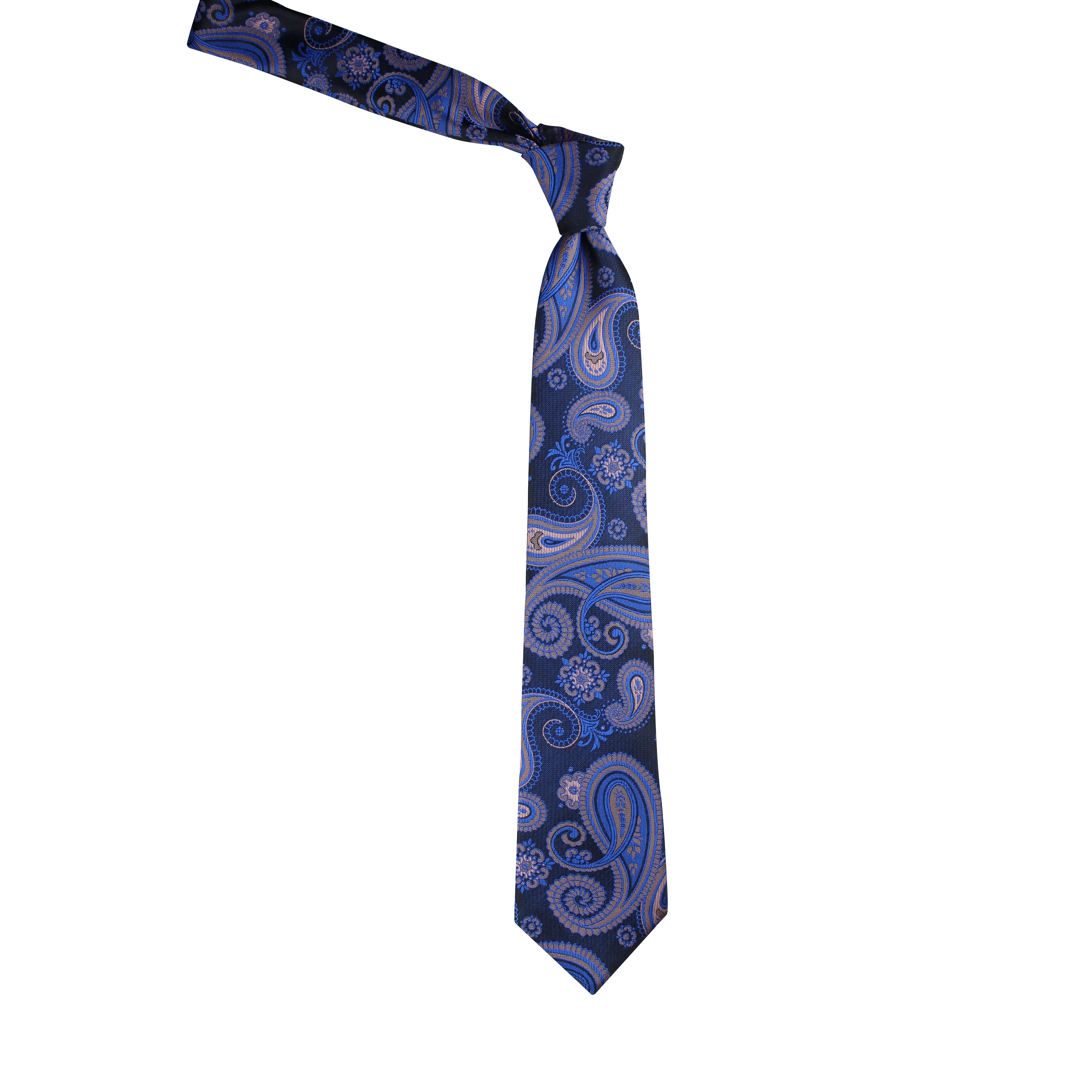 Kovove Blue Paisley Necktie and Pocket Square Gift Box