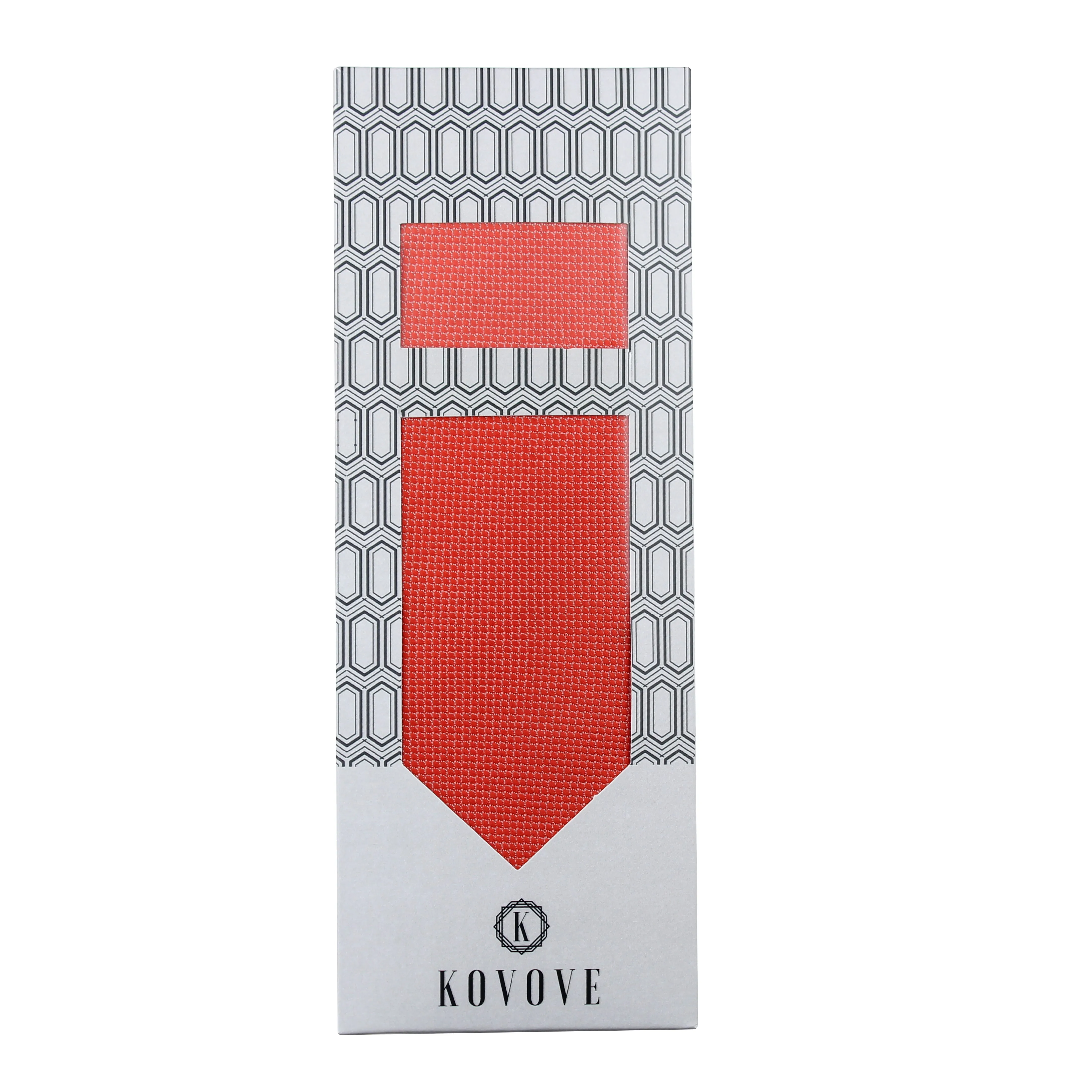 Kovove Red Checkered Necktie and Pocket Square Gift Box