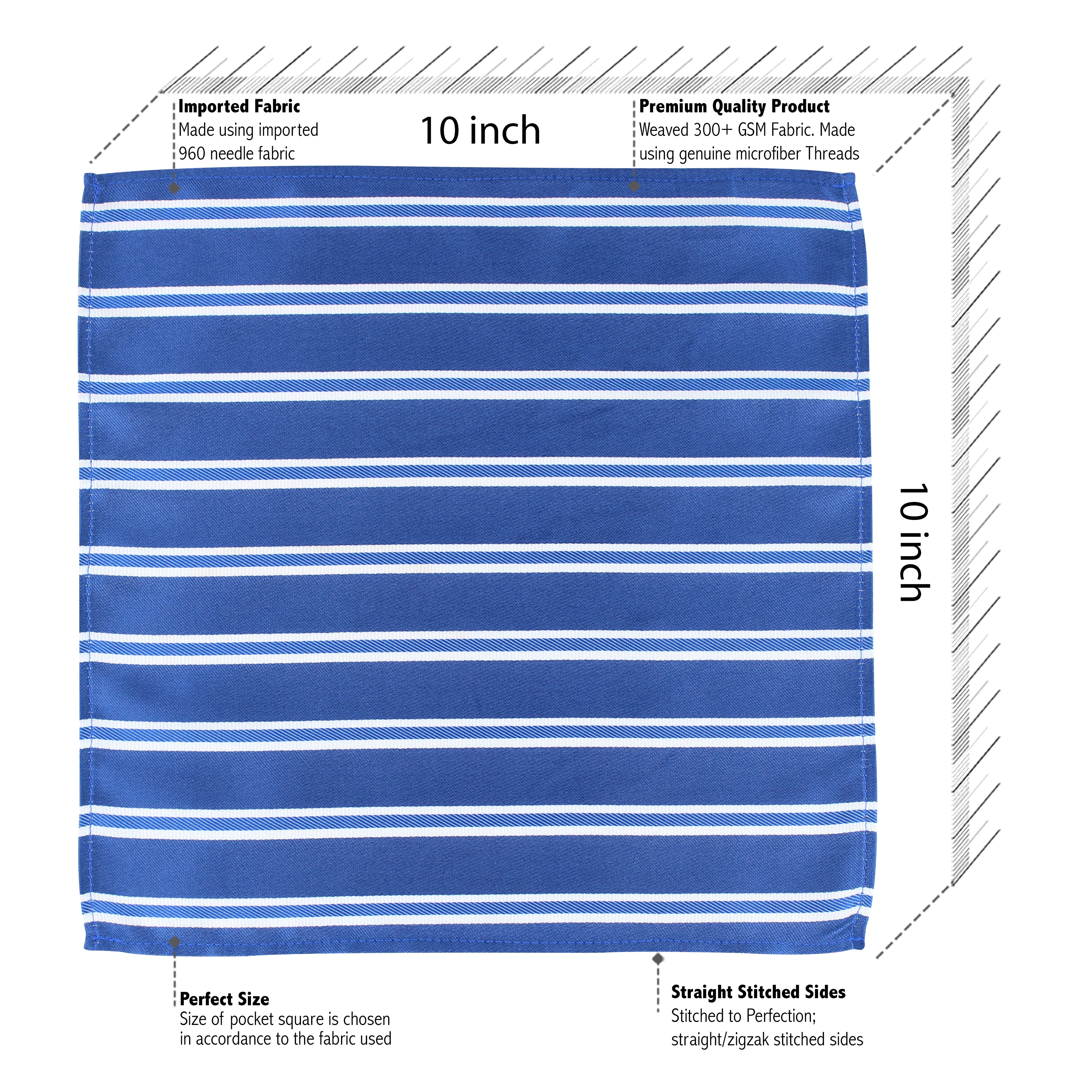 Kovove The Blue Ocean Striped Blue Necktie and Pocket Square Gift Box
