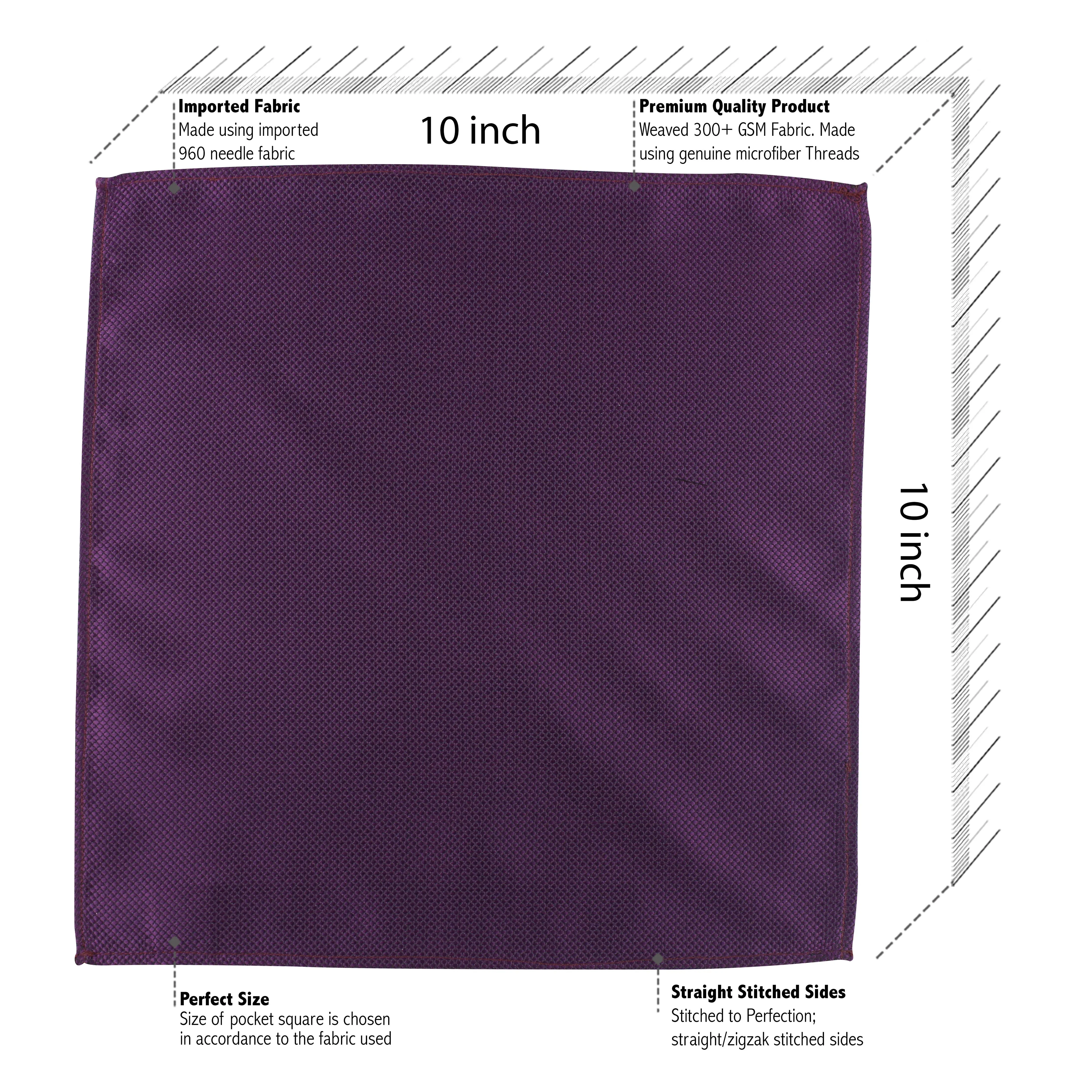 Kovove The Elegant Self Checkered Purple Pocket Square For Men