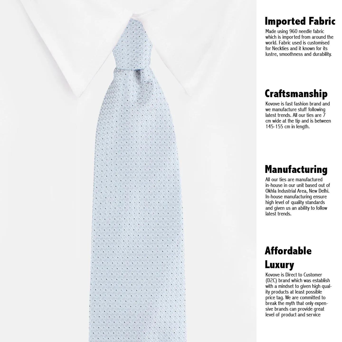 Kovove The Fine Line Twin Shade Abstract Grey Necktie and Pocket Square Gift Box