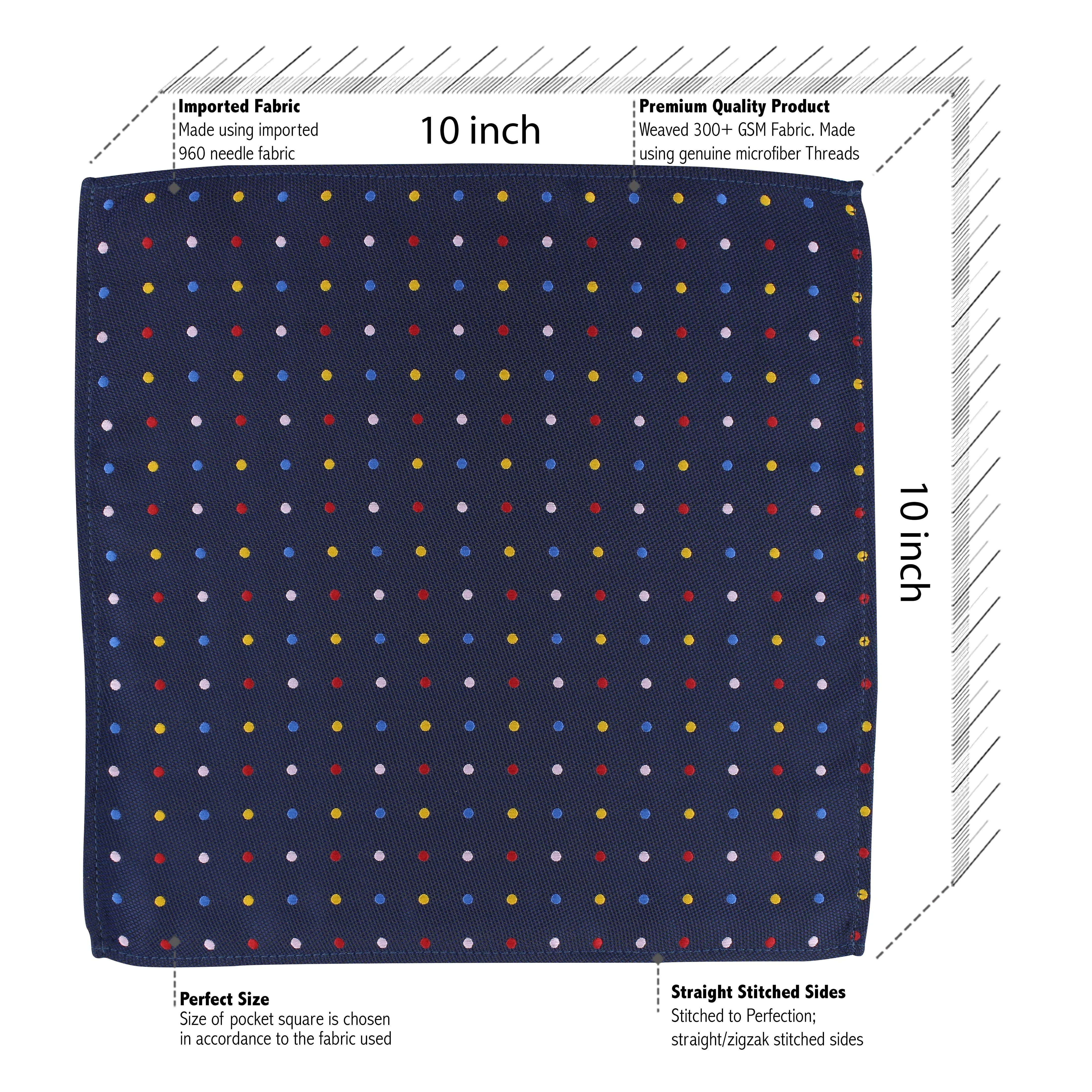 Kovove The Rainbow Polka Dot Blue Pocket Square For Men