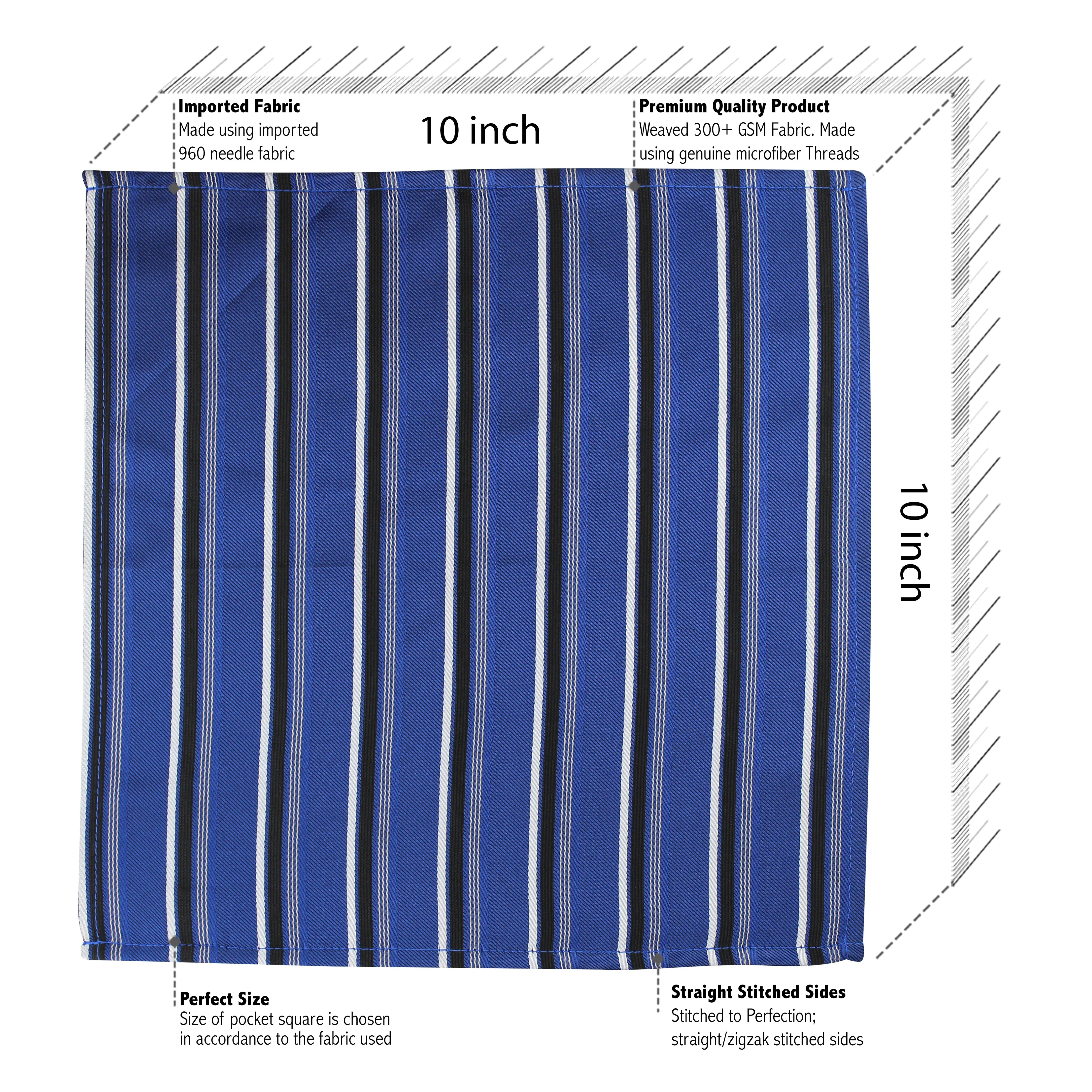 Kovove The Soulful Striped Blue Necktie and Pocket Square Gift Box