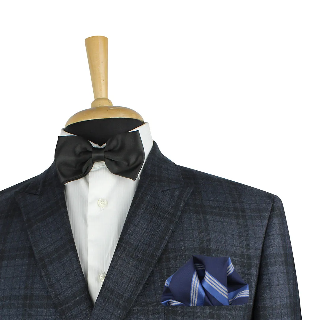 Kovove The Striped Grande Blue Pocket Square