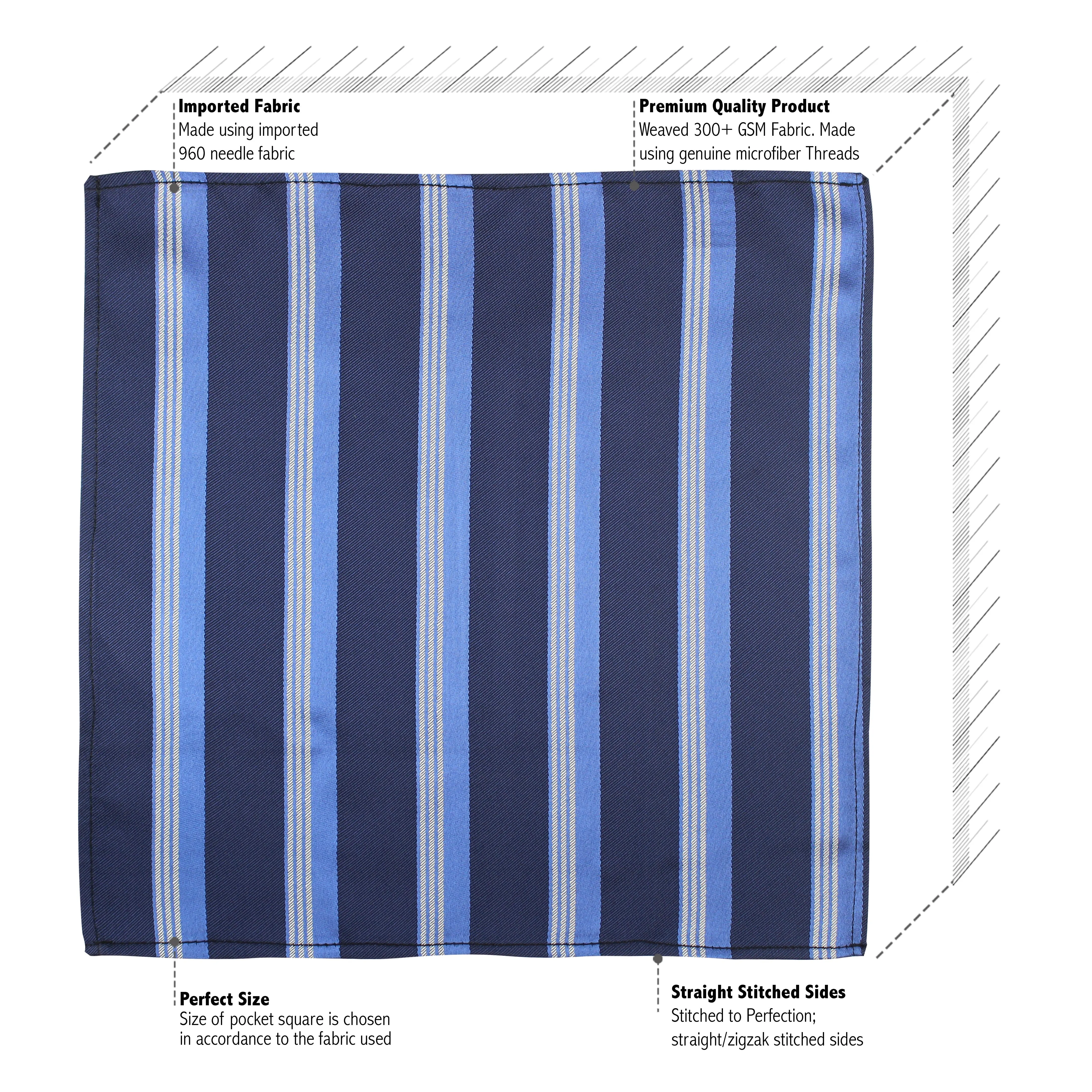 Kovove The Striped Grande Blue Pocket Square