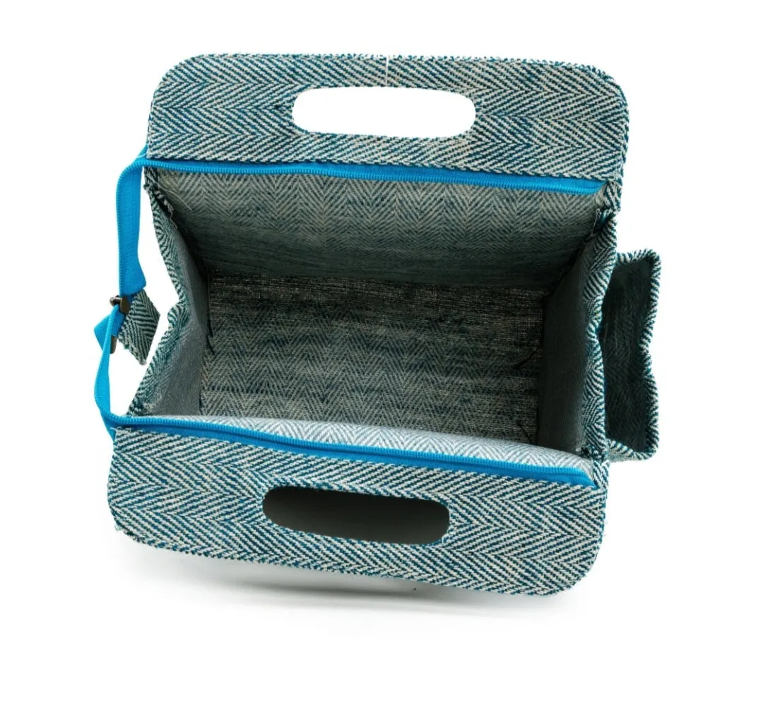 Large Blue Pattern Luxe Lunch Bag- Strong & Durable