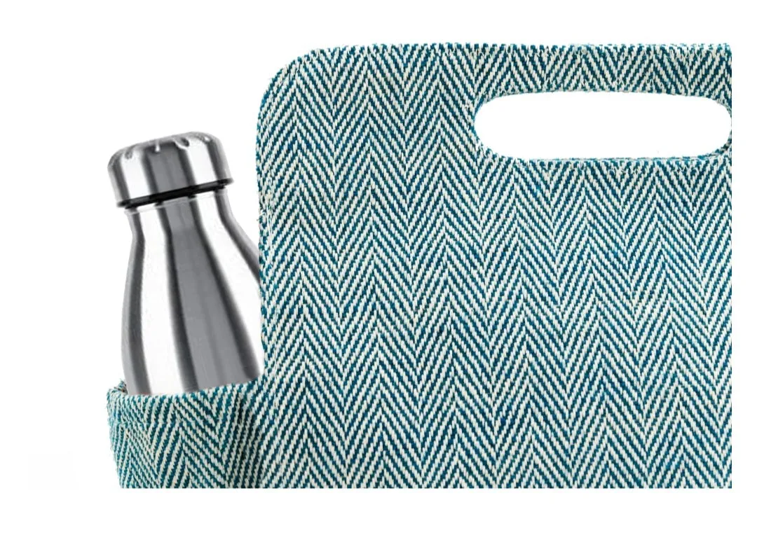 Large Blue Pattern Luxe Lunch Bag- Strong & Durable