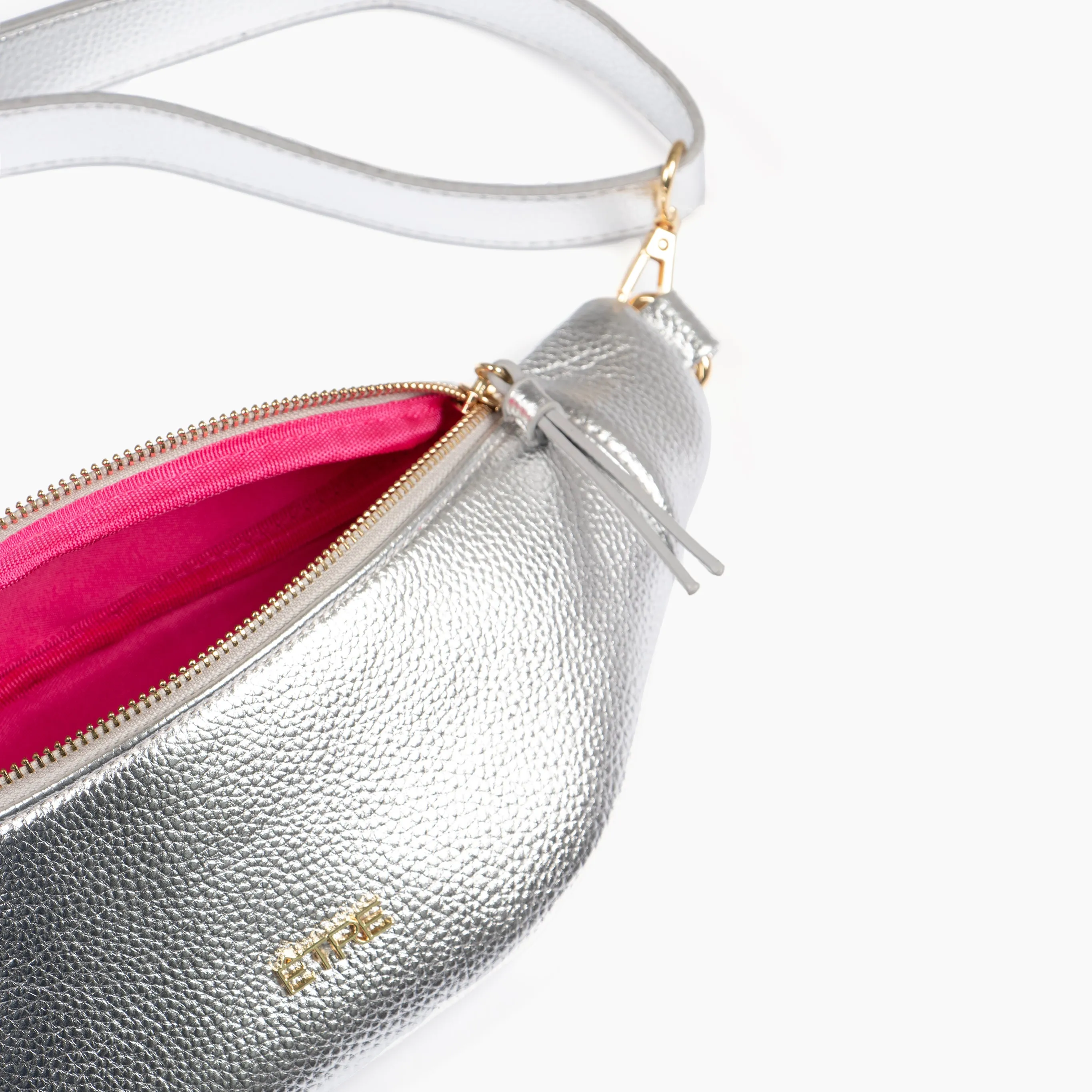 Lola Bum Bag - Silver, Metallic Faux Leather