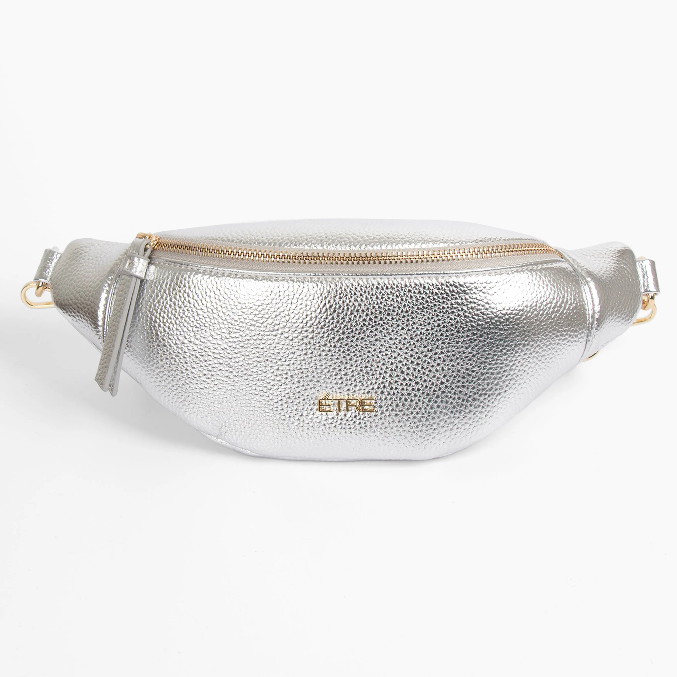 Lola Bum Bag - Silver, Metallic Faux Leather