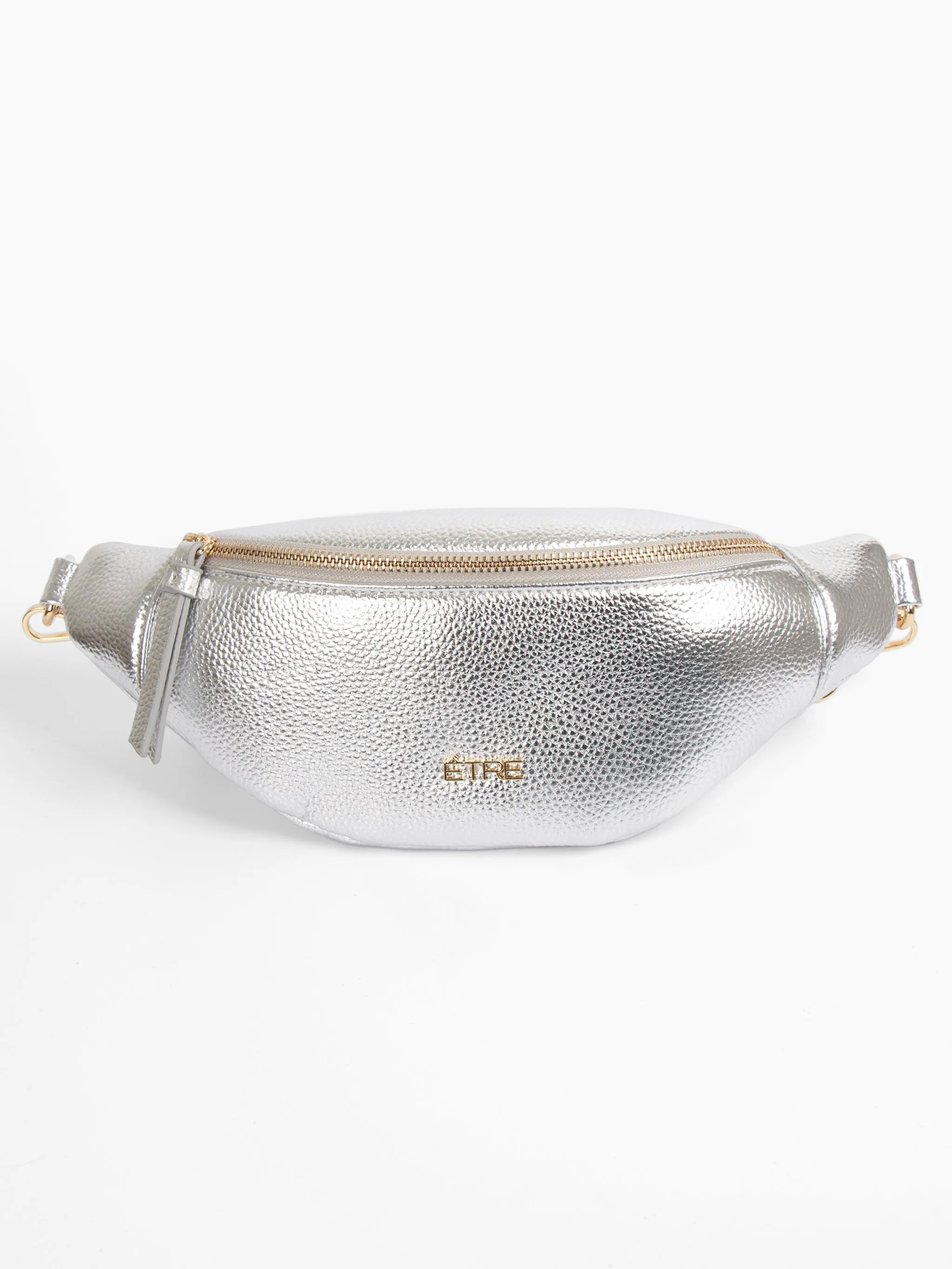 Lola Bum Bag - Silver, Metallic Faux Leather