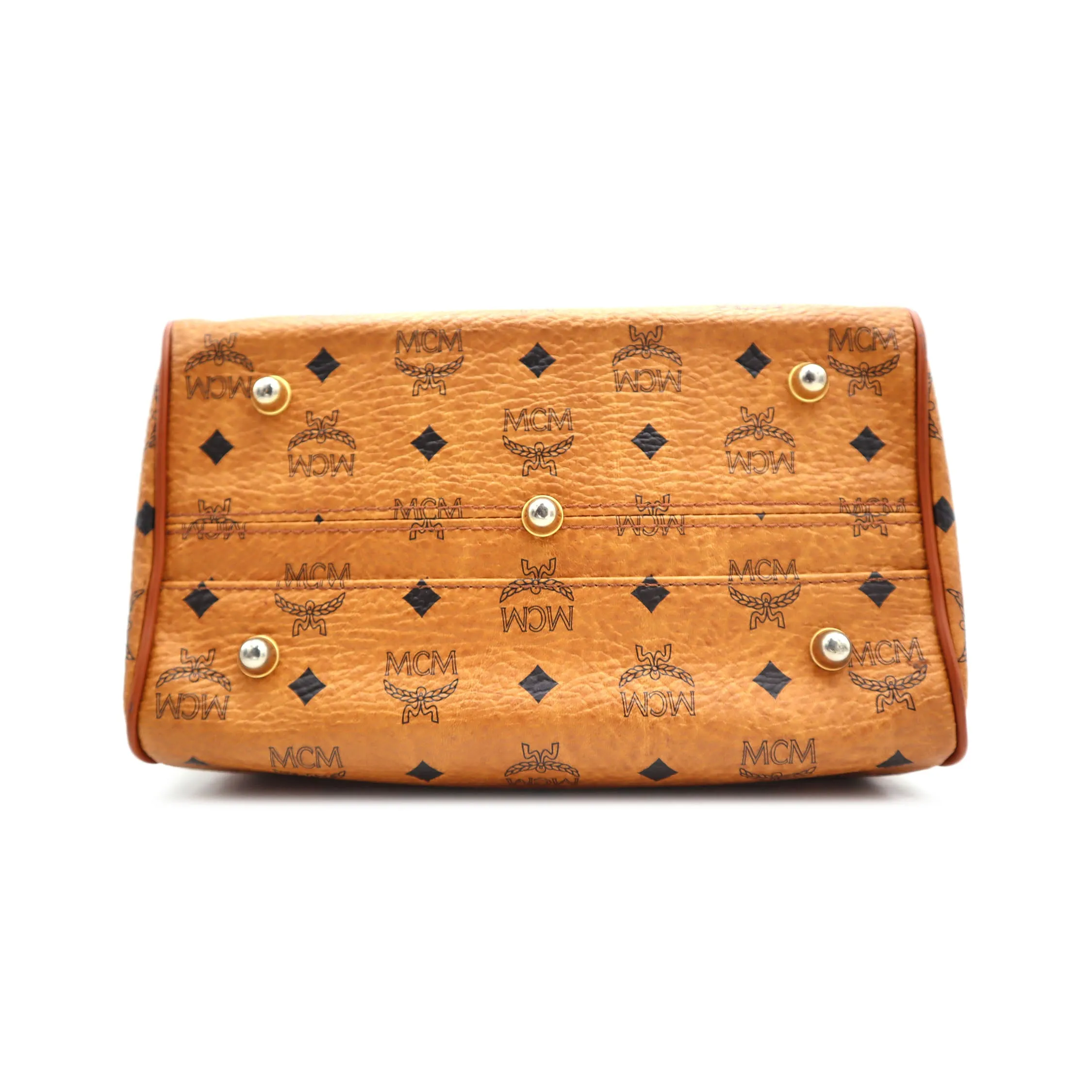 MCM Visetos Leather Small Boston Bag