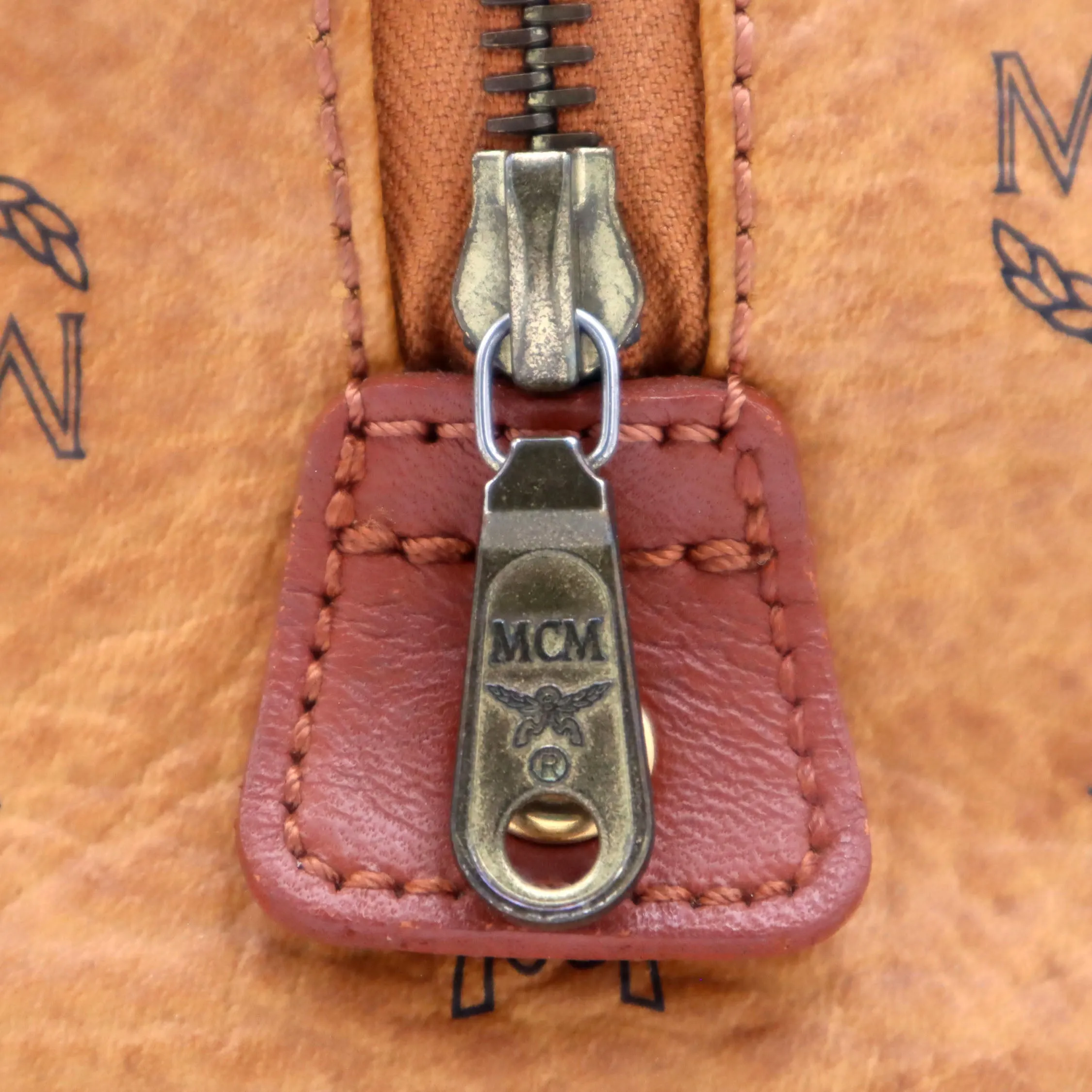 MCM Visetos Leather Small Boston Bag