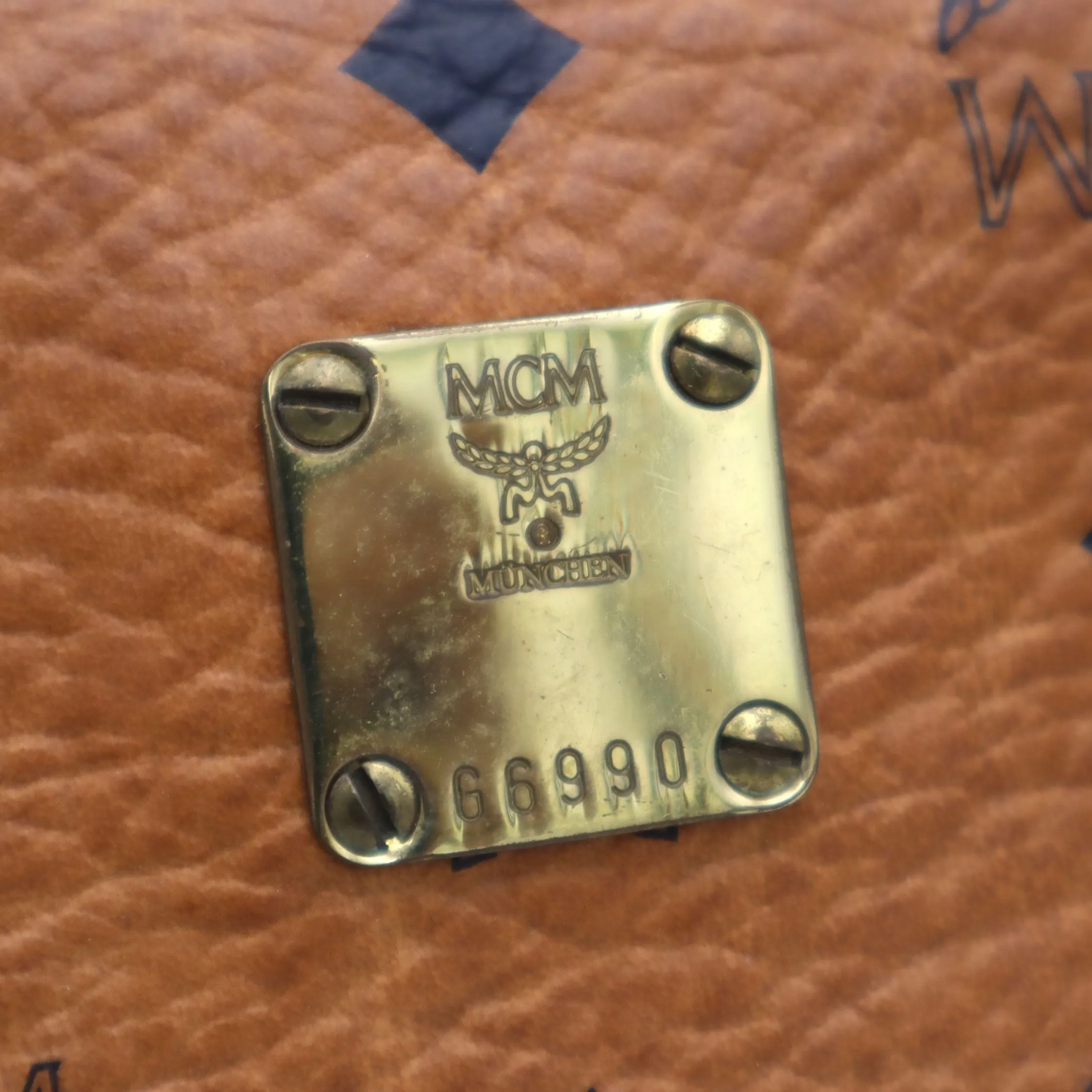 MCM Visetos Leather Small Boston Bag
