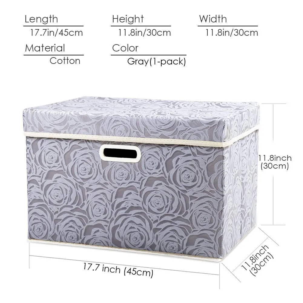 「❉New Year - 20% Off」Large Collapsible Storage Bin with Lid (17.7'' X 11.8'' X 11.8'')