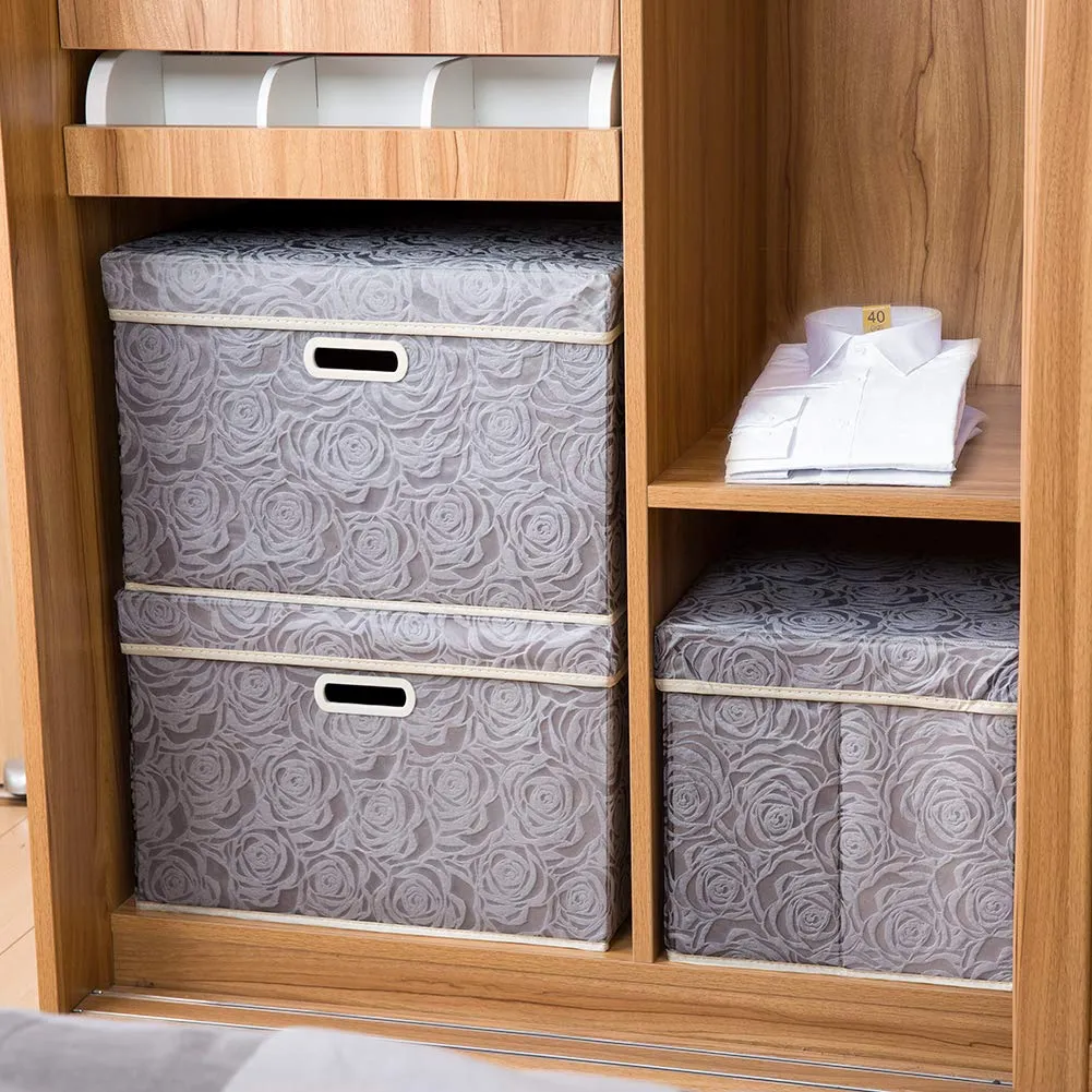 「❉New Year - 20% Off」Large Collapsible Storage Bin with Lid (17.7'' X 11.8'' X 11.8'')