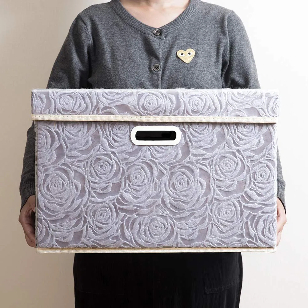 「❉New Year - 20% Off」Large Collapsible Storage Bin with Lid (17.7'' X 11.8'' X 11.8'')