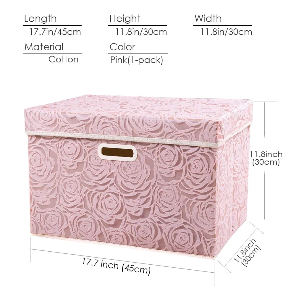 「❉New Year - 20% Off」Large Collapsible Storage Bin with Lid (17.7'' X 11.8'' X 11.8'')