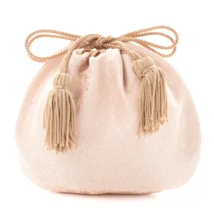 Nishijin-ori Small Drawstring Bag - Crumpled Pattern / Pink -, Made in Kyoto, Japan, Japanese traditional craft purse Nishijin-ori Small Drawstring Bag - Crumpled Pattern / Pink -, Made in Kyoto, Japan, Japanese traditional craft purse