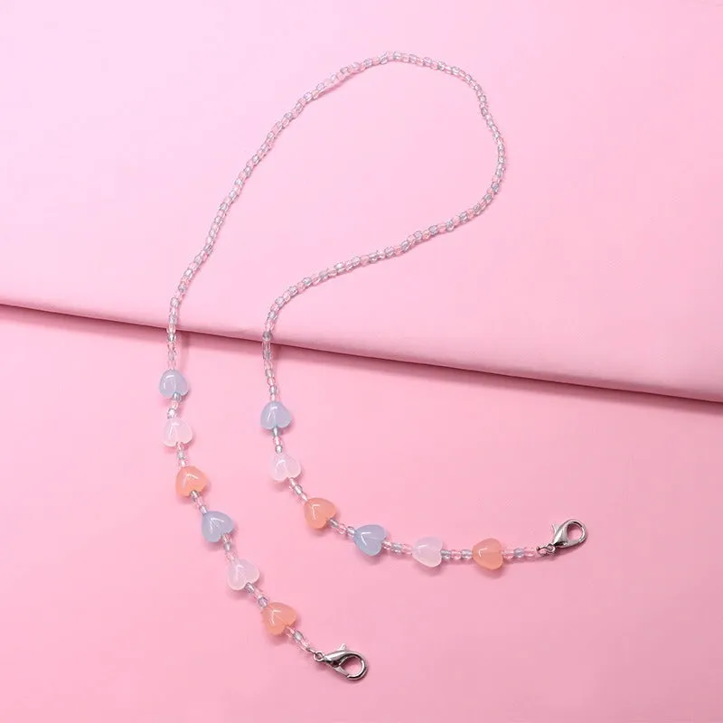 Pastel Heart Face Mask Chain